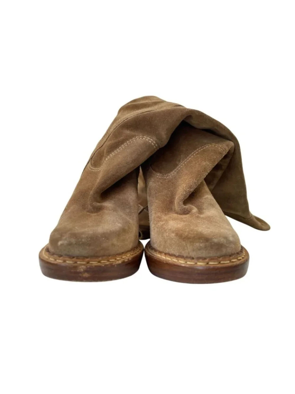 Michael Kors Suede Leather Heeled Boots 5.5 M Tan Knee High Minimalist Preppy